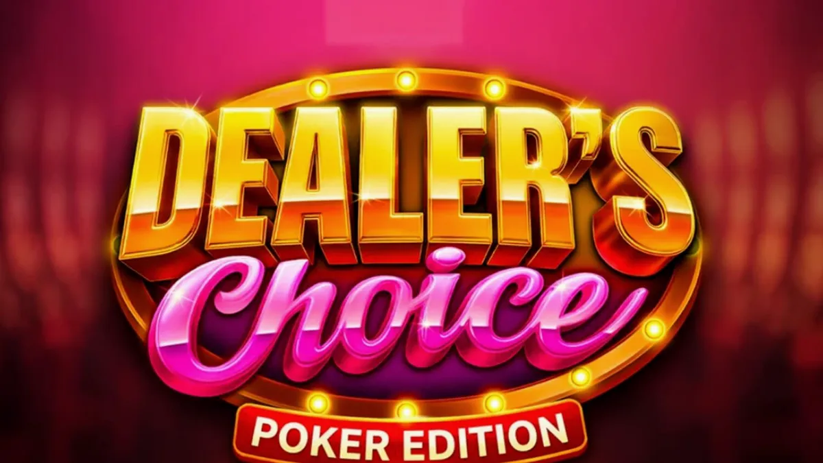Tampilan visual meja poker dan simbol kartu dalam slot Dealer’s Choice: Poker Edition